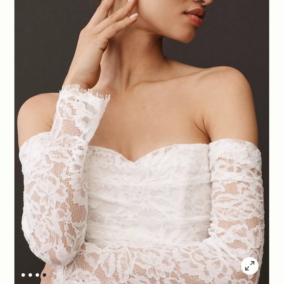 Anthropologie Jenny Yoo Dove Wedding Elegant Off-Shoulder Lace Dress - Picture 3 of 6